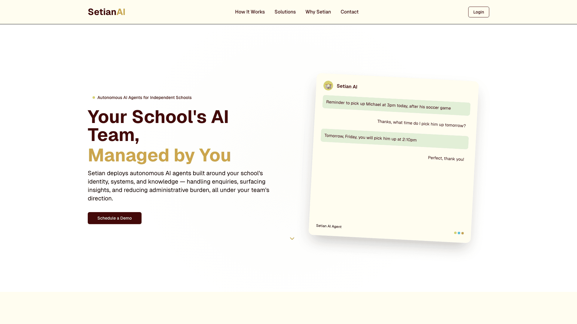Setian AI — AI agents for independent schools